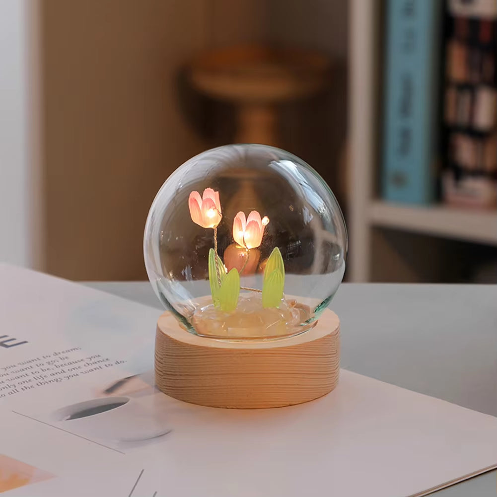 Tulip Night Light Cute Bedroom Room Decor Floral Lamp Valentines Day Gift Lampara Tulipanes Girlfriend DIY Material Handmade