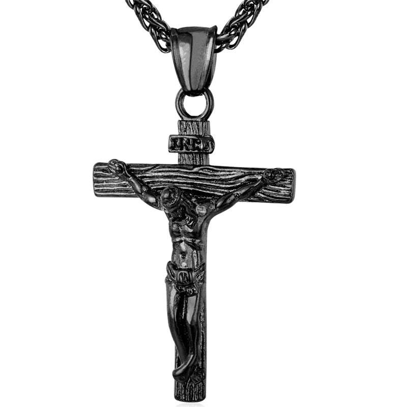 Crucifix Cross Pendant Stainless Steel Necklace for Women Men Faith Necklace Fashion Religious Jewelry Free Shipping