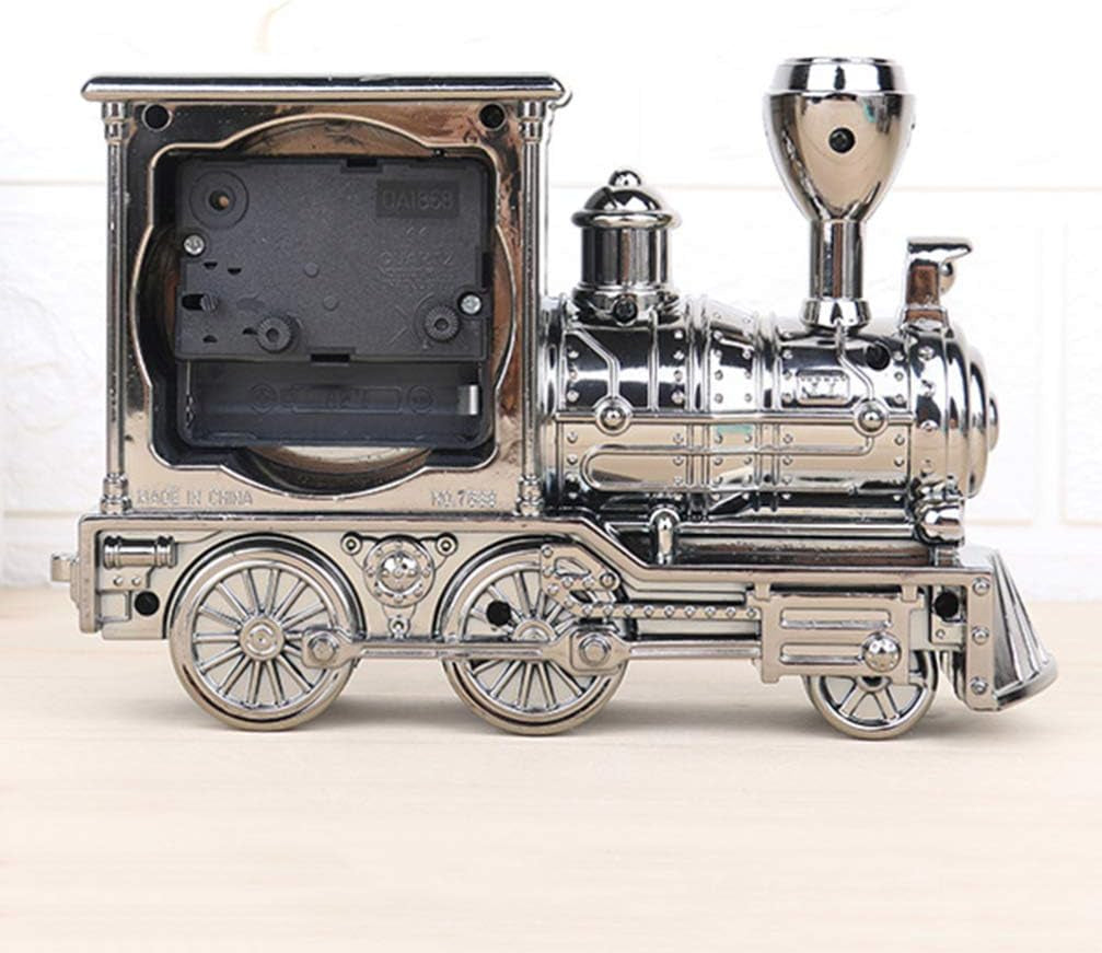 Silver Retro Train Clock Model Train Locomotive Clock Table Time Clock Steampunk Decoration Home Office Shelf Train Model Time Clock