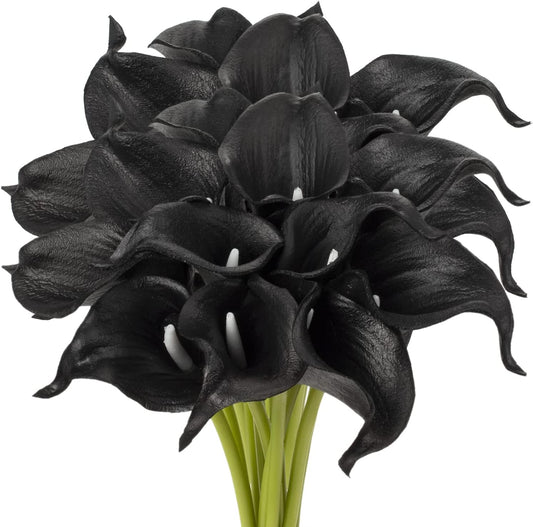 Calla Lily Artificial Flowers Real Touch Flowers Black Flowers Artificial for Decoration Calla Lillies Artificial Black Fake Flowers Tiger Lilly Flowers Calla Lily Bouquet for Wedding Home Decor