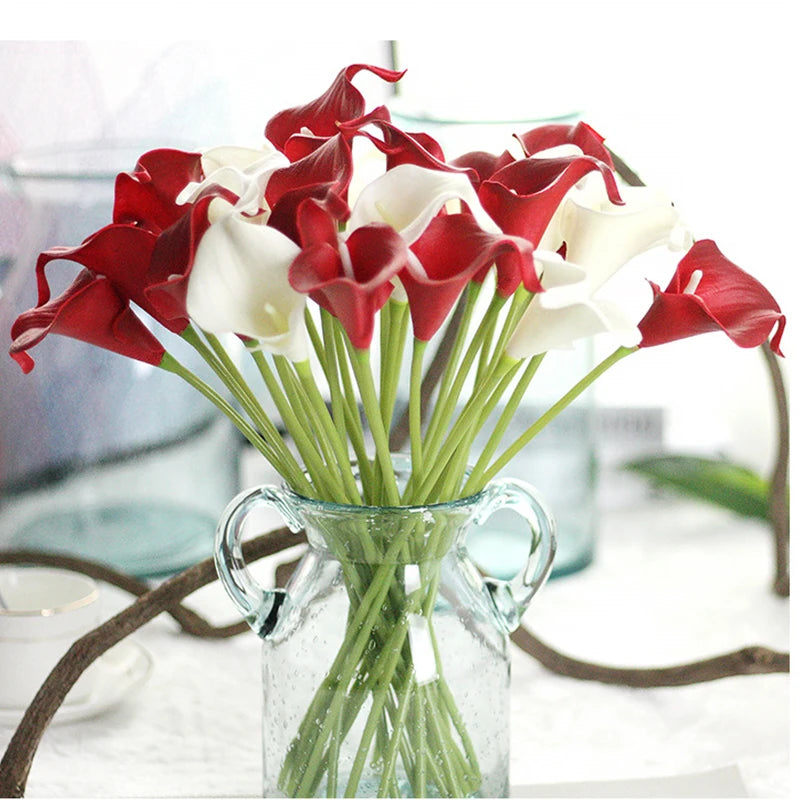 10Pcs Artificial Flowers Decorative Flowers Calla Latex Home Decoration Birthday Party Wedding Bouquet Flowers