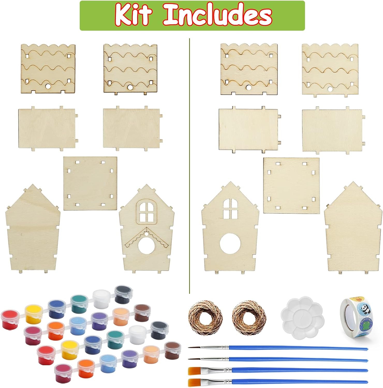 Bird House Kit 2 Pack,Arts and Crafts for Kids Diy Bird House Kits for Children Adult to Build,Hanging Outdoor Wood Build Your Own Unfinished Bird House Kit for Girls Boys Toddler Ages 4-6,6-8,8-12