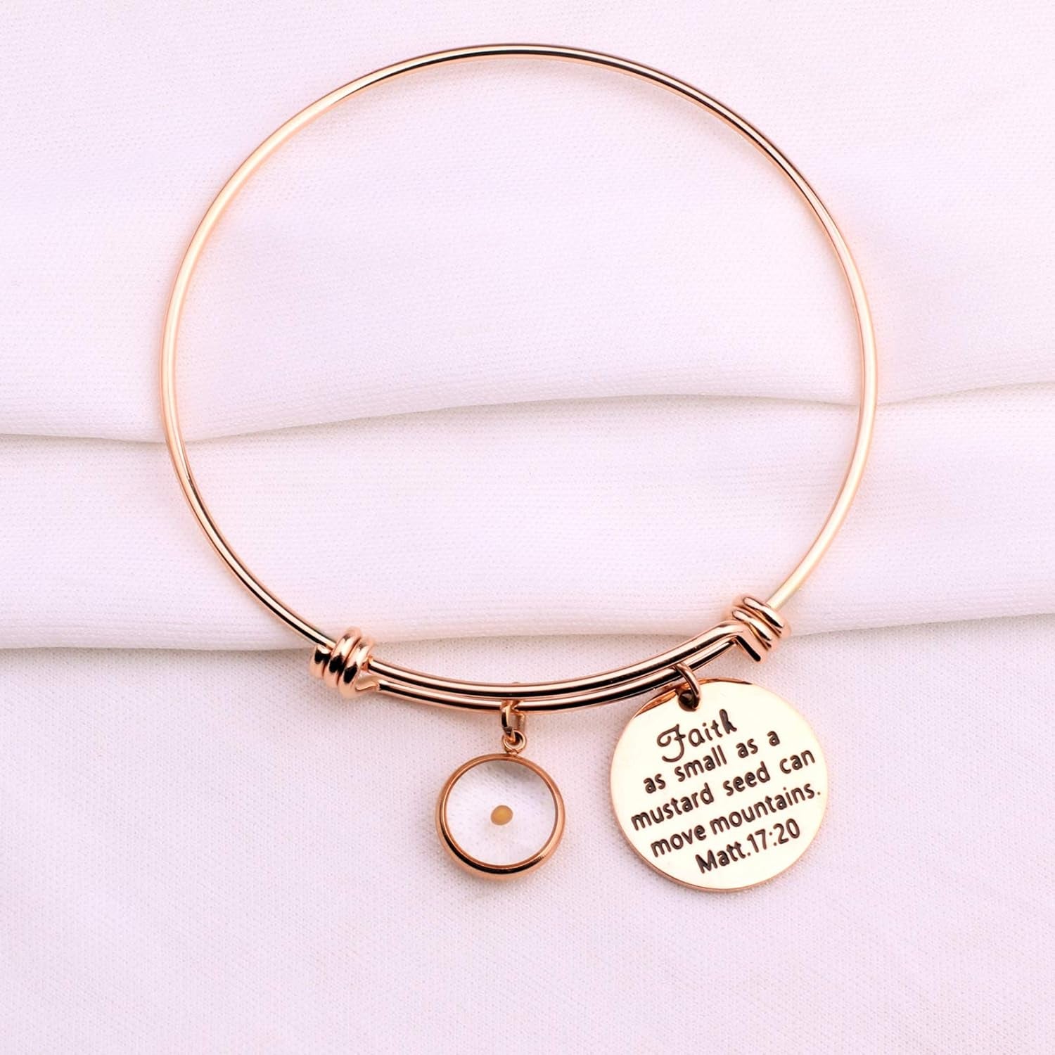 Faith Mustard Seed Bracelet Faith Jewelry Christian Inspirational Gift(Matt 17:20 RG)