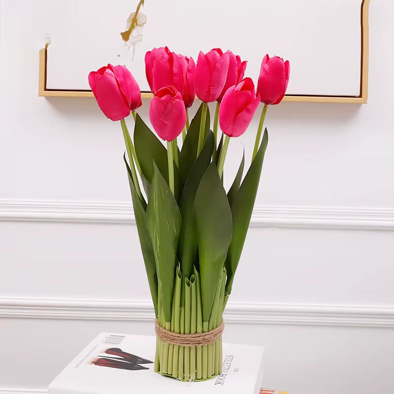 12PCS Artificial Tulip Flowers Arrangement Fake Flowers Spring Flowers Wall Decor Table Wedding Centerpieces