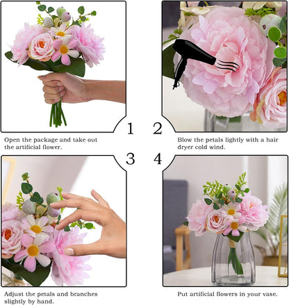 Artificial Pink Peonies Flowers for Decoration Faux Roses Fake Bouquet Real Silk Florers Artificial Flowers Bulk Artificiales for Vase Wedding