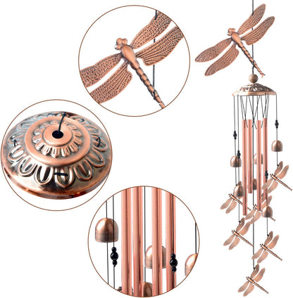 Dragonfly Wind Chimes, Wind Chimes Outdoor, Garden Decor, Garden Gifts, Gifts for Mom,Memorial Wind Chimes Copper Wind Chimes Indoor/Outdoor Waterproof