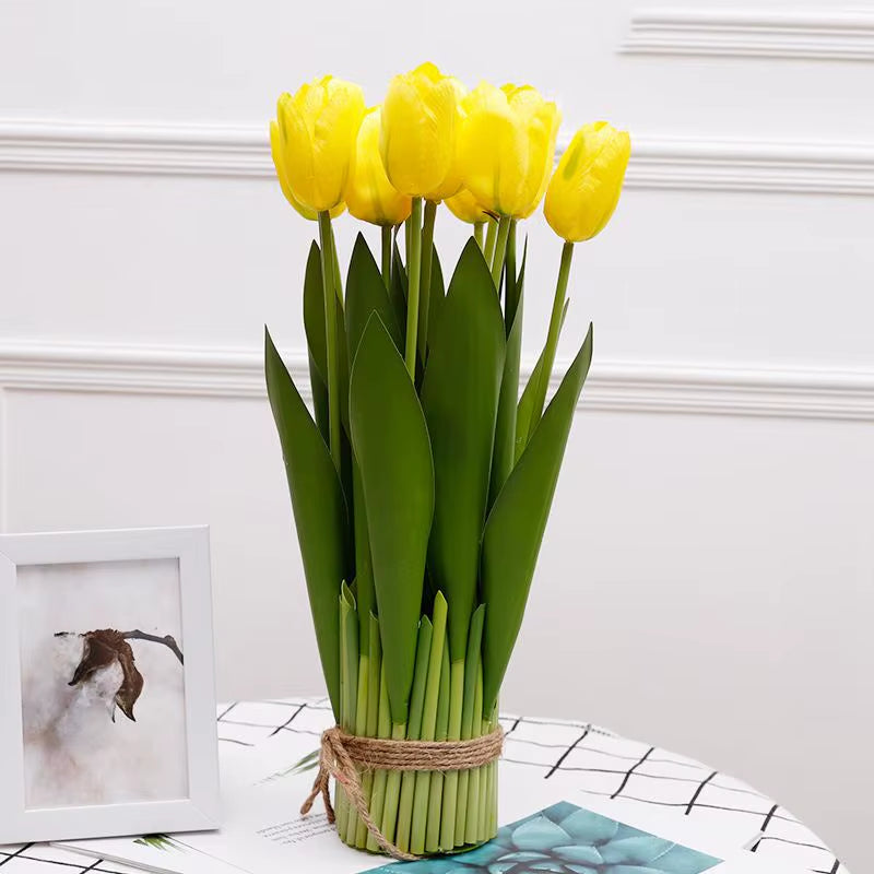 12PCS Artificial Tulip Flowers Arrangement Fake Flowers Spring Flowers Wall Decor Table Wedding Centerpieces