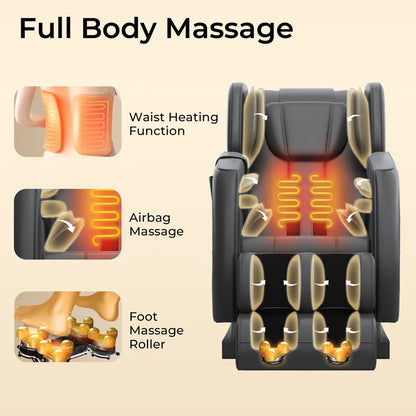 2024 New Heated Massage Chair with Zero Gravity, Full Body Airbags, 6 Auto Modes, 8 Massage Rollers