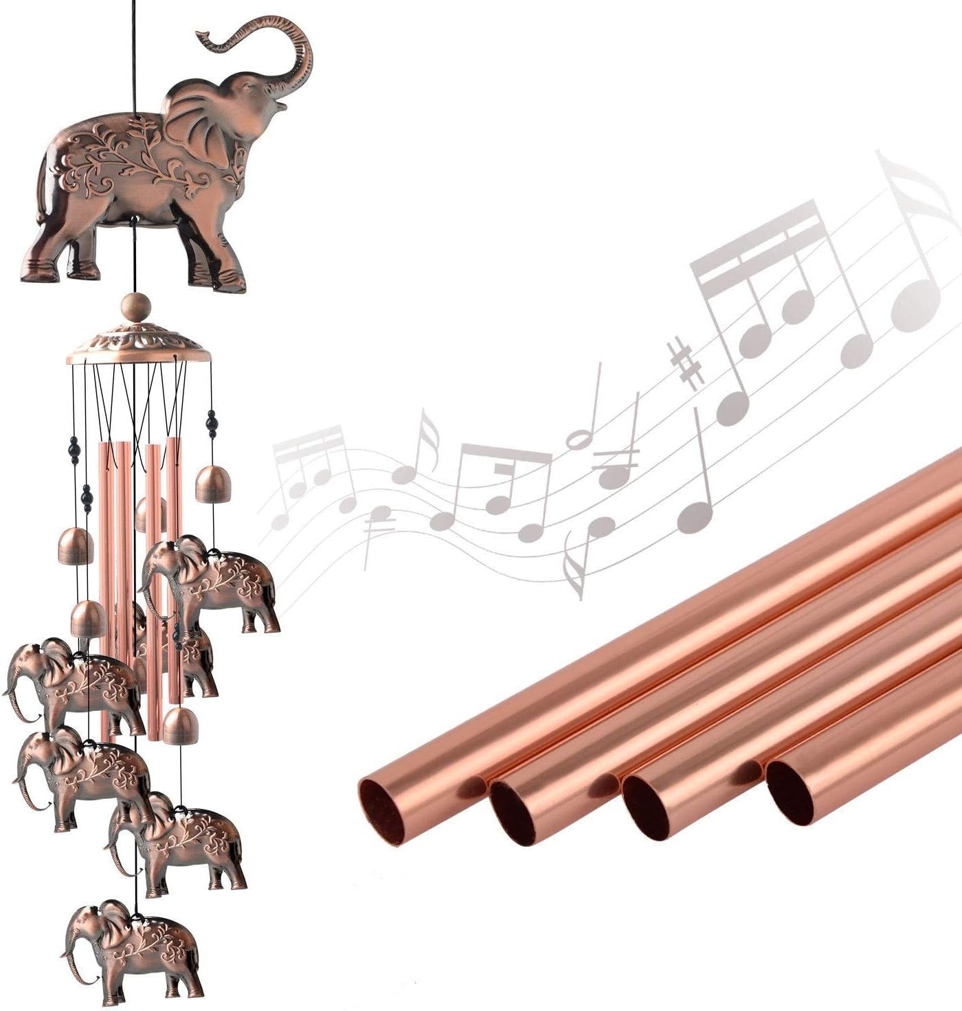 Elephtant Copper Wind Chimes Outdoor, 2023 New Mother Garden Decorations, Gardening Gifts Gift for All Mom/Dad/Women/Grandma/Mother/Daughter/Aunt/Friend/Wife,Windchime Yard Decor