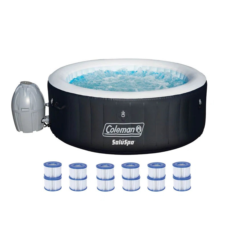 120 Volt 4 Person - Person Vinyl round Inflatable Hot Tub in Black