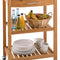 Tennessee Kitchen Trolley – Kitchen Cart, Serving Wagon, 3 Floors, 2 Shelves, Removable Drawer 372 In² Large, Water-Repellent Working Surface, Smooth Rubber Rollers, Bamboo, Granite