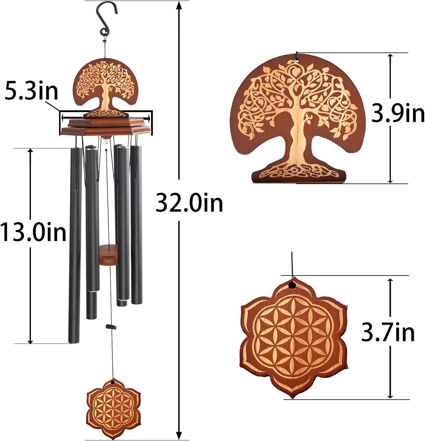 Large Memorial Wind Chime,Condolence Bereavement Rememberance Gifts, 32" Wind Chimes for outside Garden