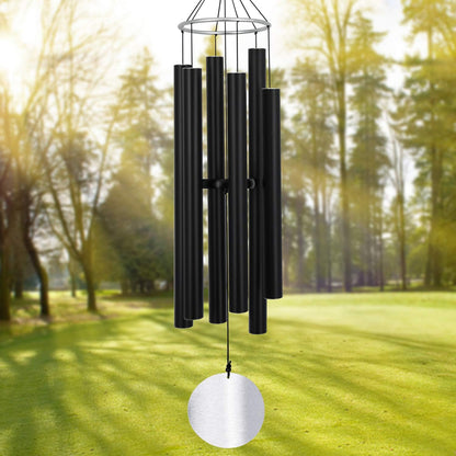 Outdoor Deep Tone,45Inch Sympathy Wind Chimes for outside with 6 Tubes Tuned Relaxing Melody,Memorial Wind Chimes Large for Mom,Garden Decor,Black