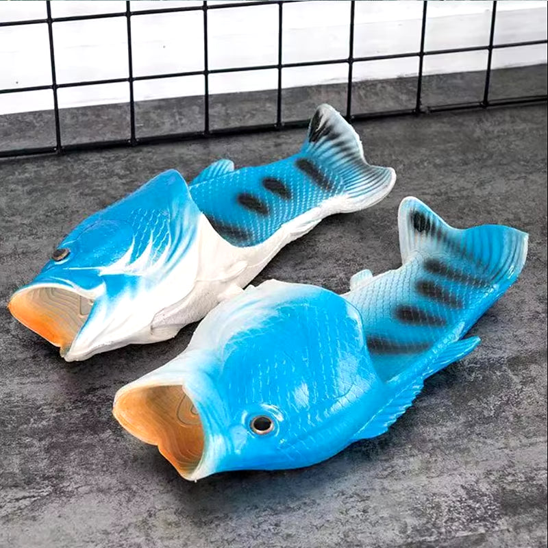 Stylish Fish Slippers for Women 2024 New Unique Design Family Beach Shoes Ladies Comfortable and Cool Flip Flips