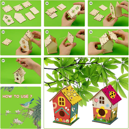 Bird House Kit 2 Pack,Arts and Crafts for Kids Diy Bird House Kits for Children Adult to Build,Hanging Outdoor Wood Build Your Own Unfinished Bird House Kit for Girls Boys Toddler Ages 4-6,6-8,8-12