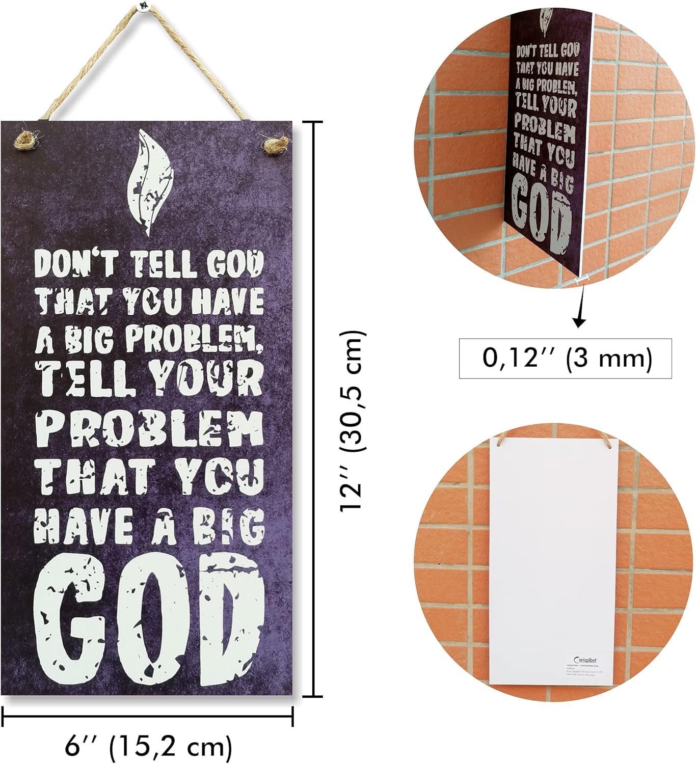 Don'T Tell God You Have a Big Problem Home Signs House Décor Religion Signs House Decorations Kitchen Signs 12" X 6"