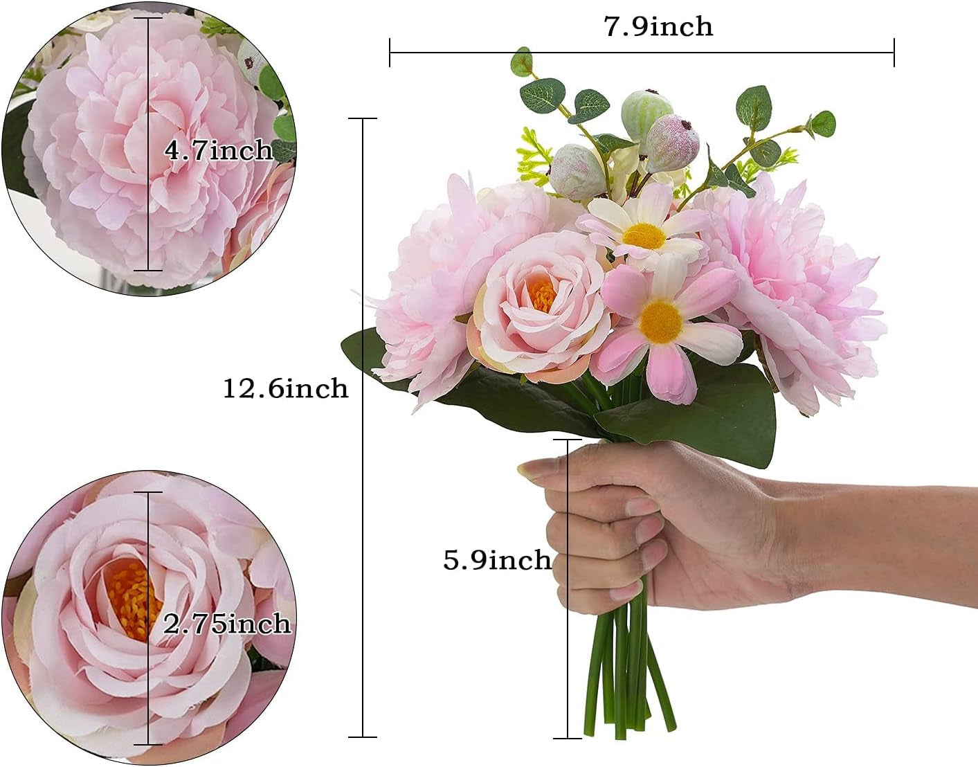 Artificial Pink Peonies Flowers for Decoration Faux Roses Fake Bouquet Real Silk Florers Artificial Flowers Bulk Artificiales for Vase Wedding