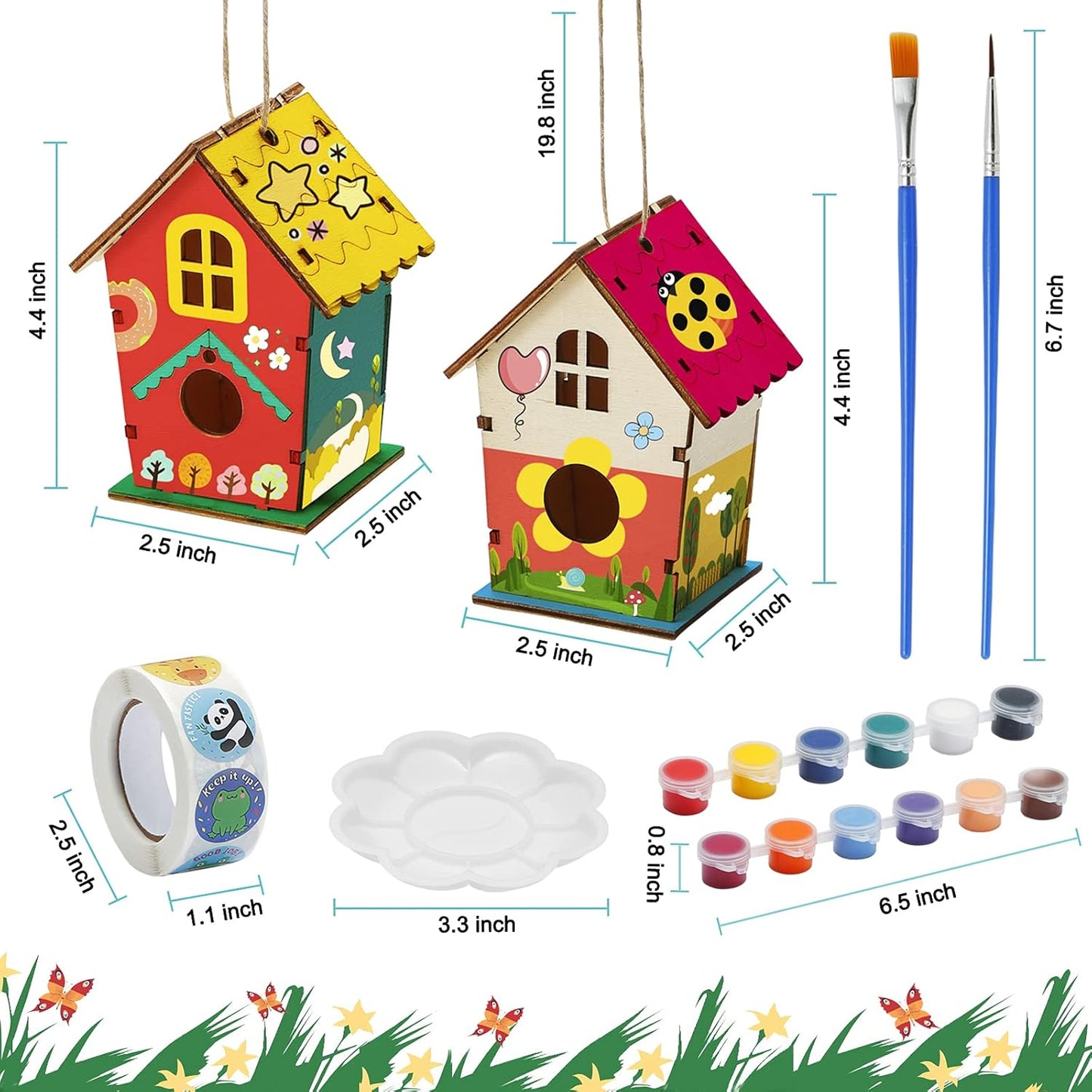 Bird House Kit 2 Pack,Arts and Crafts for Kids Diy Bird House Kits for Children Adult to Build,Hanging Outdoor Wood Build Your Own Unfinished Bird House Kit for Girls Boys Toddler Ages 4-6,6-8,8-12