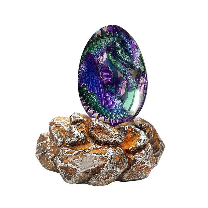 Crystal Transparent Resin Statue Dragon Egg Dinosaur Egg Souvenir Resin Craft Luminous Handmade Dragon Eggs Home Decor Gift