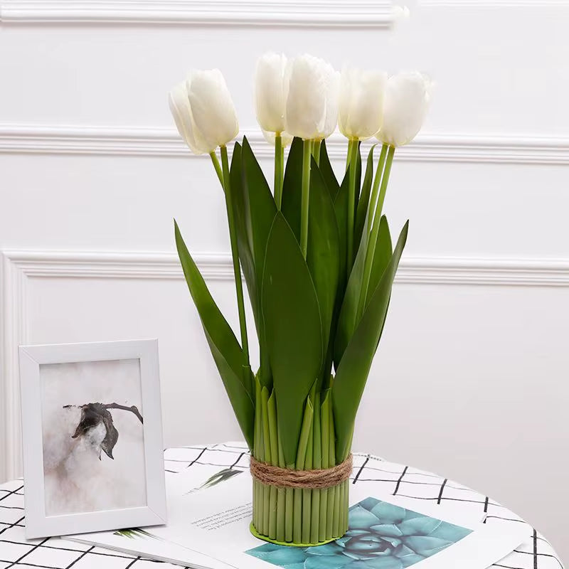 12PCS Artificial Tulip Flowers Arrangement Fake Flowers Spring Flowers Wall Decor Table Wedding Centerpieces