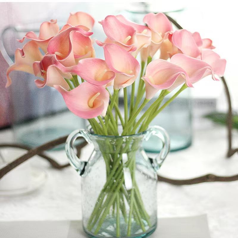 10Pcs Artificial Flowers Decorative Flowers Calla Latex Home Decoration Birthday Party Wedding Bouquet Flowers