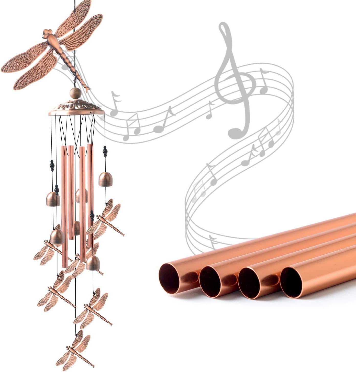 Dragonfly Wind Chimes, Wind Chimes Outdoor, Garden Decor, Garden Gifts, Gifts for Mom,Memorial Wind Chimes Copper Wind Chimes Indoor/Outdoor Waterproof