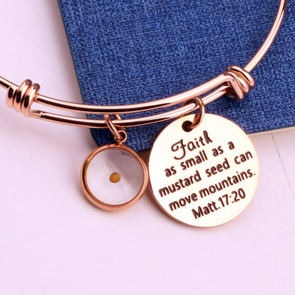 Faith Mustard Seed Bracelet Faith Jewelry Christian Inspirational Gift(Matt 17:20 RG)