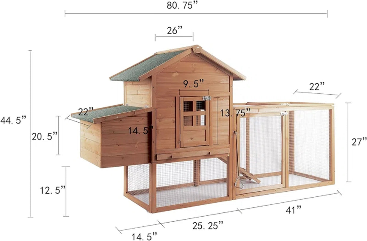 Zebediah 12 Square Feet Chicken Coop with Chicken Run for up to 3 Chickens