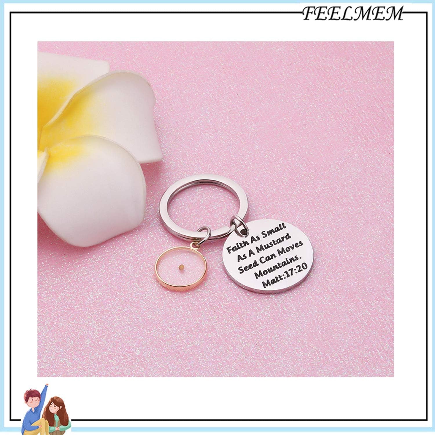 Religious Jewelry Mustard Seed Faith Gifts Faith as Small as a Mustard Seed Can Moves Keychain