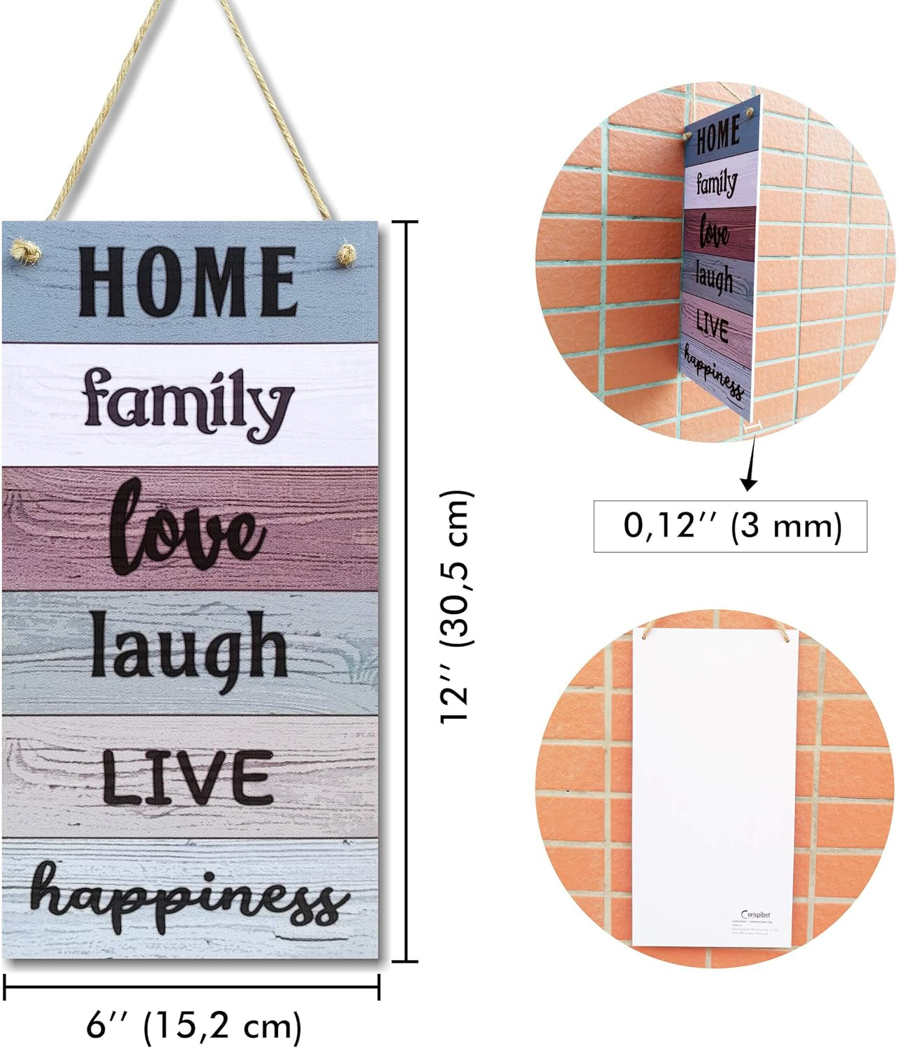 Home, Family, Love, Laugh, Live, Happiness Home Signs House Decorative Plaques Wall Art Kitchen Signs House Decoration Welcome Signs 12" X 6"