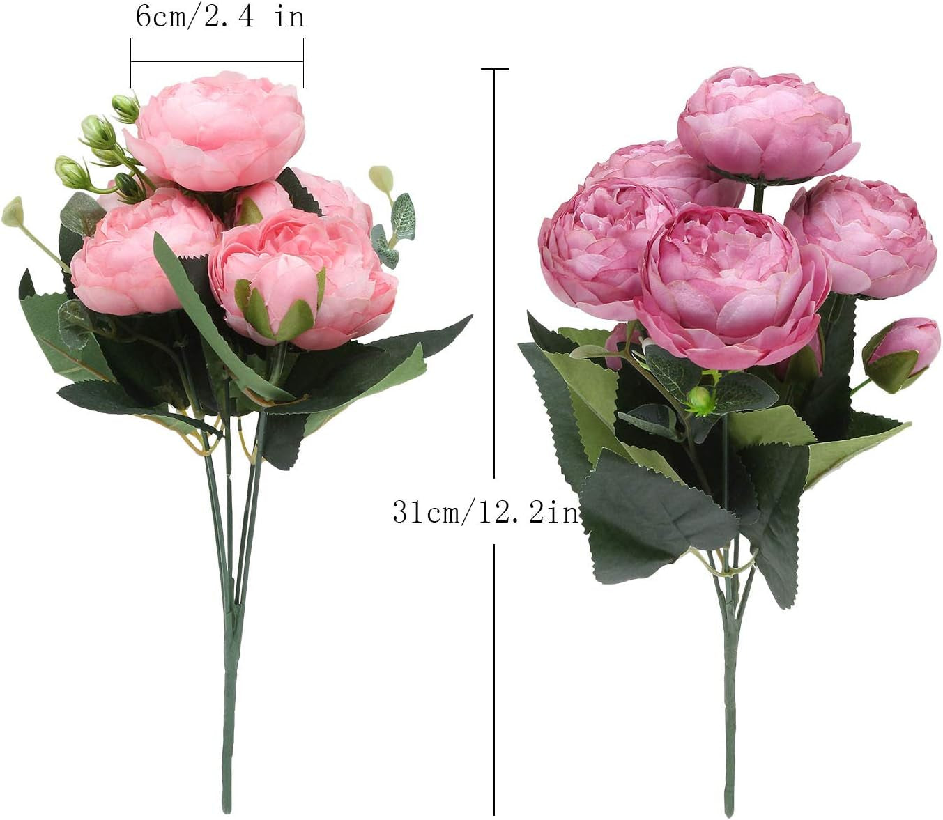 Peonies Artificial Flowers 4 Pack Real Touch Peonies Artificial Flowers Peony Silk Flowers White Pink Purple Bouquet for Wedding Home Birthday Party Anniversary DIY Decor