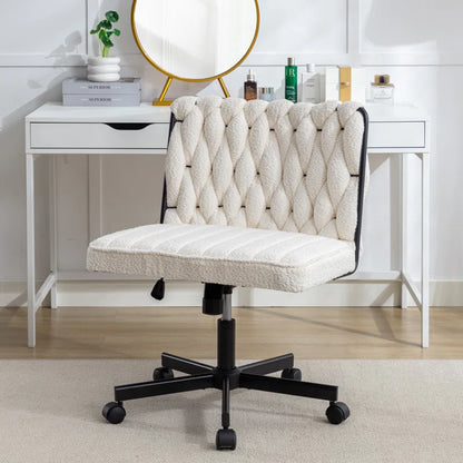 Oakleigh Teddy Upholstered Cross Legged Office Chair with Swivel Wheels