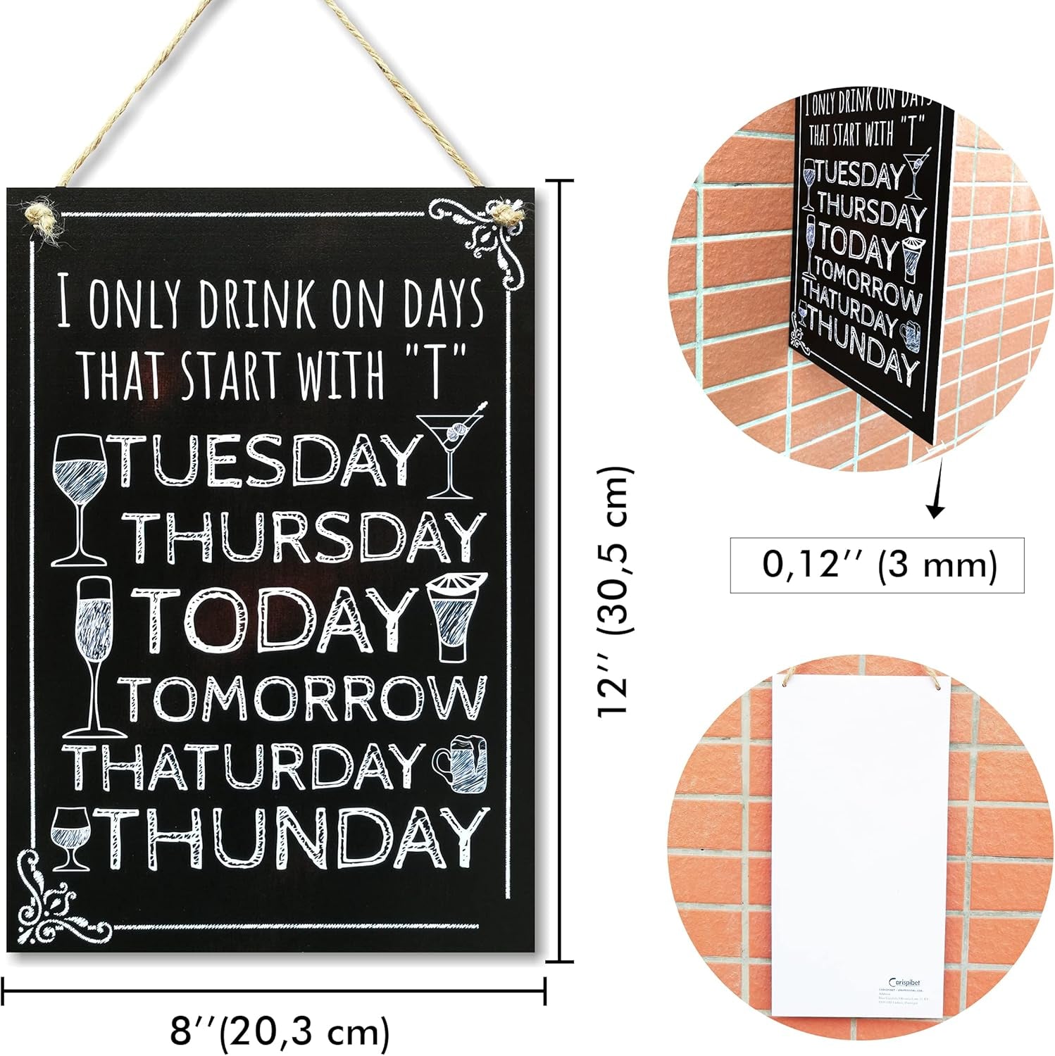 T Days Home Signs Bar Signs Decoration Signs for Bars Restaurant Funny Signs Party Prop Home Décor Puns and Jokes 12" X 8"