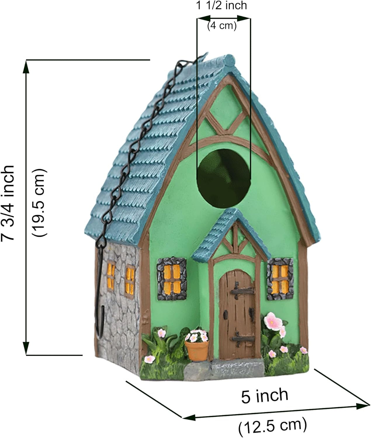 Bird House for Outside, Resting Place for Birds, Hanging Natural Bird Nest, Bluebird House Handcrafted Hut - Green