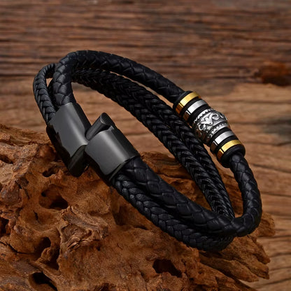 Braided Leather Bracelet to My Son 'Never Forget How Much I Love You' Braided Bracelets for Men Double Row Magnetic Closure