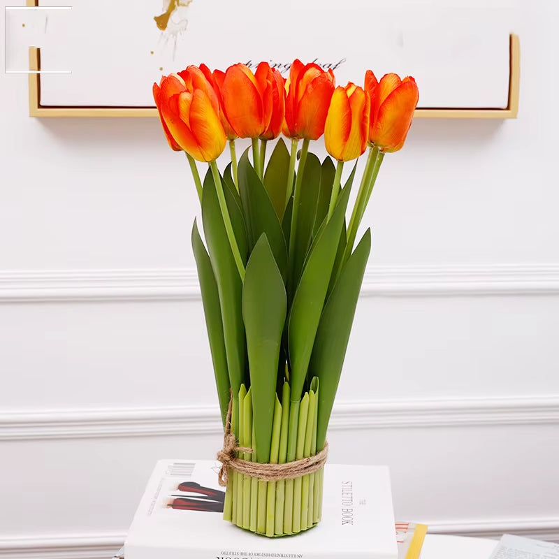 12PCS Artificial Tulip Flowers Arrangement Fake Flowers Spring Flowers Wall Decor Table Wedding Centerpieces