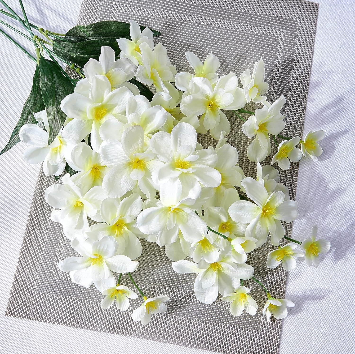 Artificial Orchids Flowers 10Pcs Ivory Fake Orchids Flowers Stems in Bulk for Wedding Home Centerpieces Decor, White