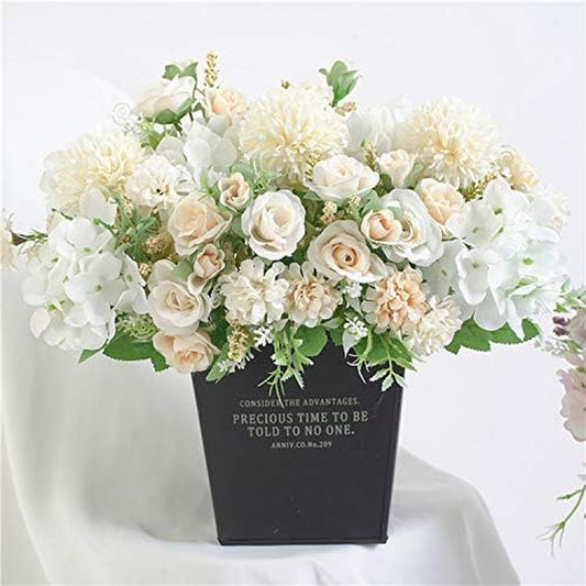 Fake Flowers for Decoration,Hydrangeas Fake Flowers,White Flowers Artificial for Decoration,Flower Arrangement for Home Table Decoration, 2 Pieces