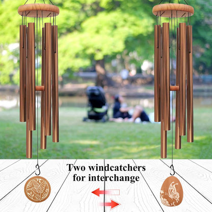 Large Wind Chimes outside Deep Tone,41 Inch Memorial Wind Chimes Outdoor Clearance,Hummingbird/Butterfly Wind Chimes, for Friends and Families, Outdoor for Yard,Patio and Garden (Bronzed)