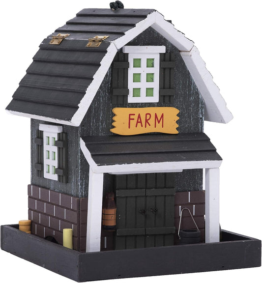 Country Cottages Colorful Hand-Painted Outdoor Decorative Wooden Bird House&Bird Feeder (B)