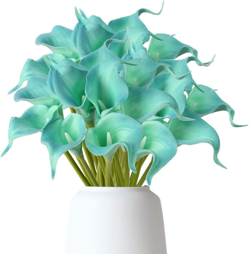 Calla Lily Artificial Flowers Real Touch Flowers Fake Lily Fake Flowers for Decoration Calla Lillies Artificial Spring Flowers Tiger Lilly Flowers Calla Lily Bouquet for Wedding Home Decor-Blue Lily