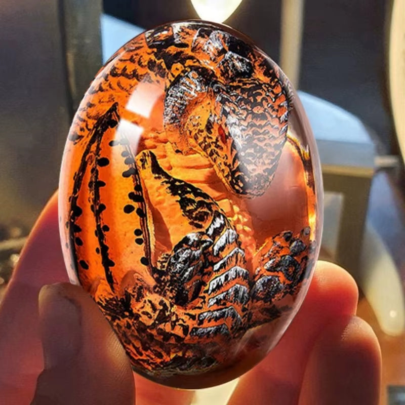 Crystal Transparent Resin Statue Dragon Egg Dinosaur Egg Souvenir Resin Craft Luminous Handmade Dragon Eggs Home Decor Gift