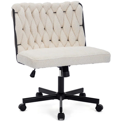 Oakleigh Teddy Upholstered Cross Legged Office Chair with Swivel Wheels