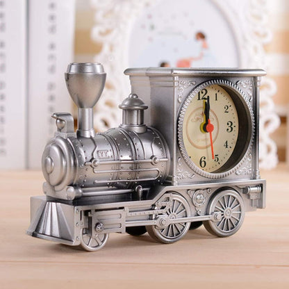 Silver Retro Train Clock Model Train Locomotive Clock Table Time Clock Steampunk Decoration Home Office Shelf Train Model Time Clock