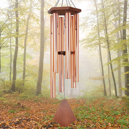 Wind Chimes Outdoor Large Deep Tone, 44 Inch Sympathy Wind Chime Outdoor, Memorial Wind-Chime with 6 Tuned Tubes, Elegant Chime for Garden, Patio, Balcony and Home Decor, Rose Gold