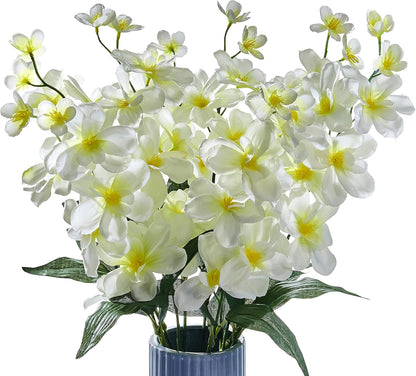 Artificial Orchids Flowers 10Pcs Ivory Fake Orchids Flowers Stems in Bulk for Wedding Home Centerpieces Decor, White