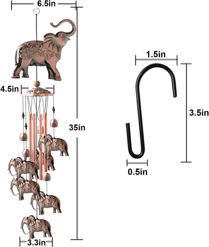 Elephtant Copper Wind Chimes Outdoor, 2023 New Mother Garden Decorations, Gardening Gifts Gift for All Mom/Dad/Women/Grandma/Mother/Daughter/Aunt/Friend/Wife,Windchime Yard Decor