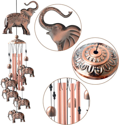 Elephtant Copper Wind Chimes Outdoor, 2023 New Mother Garden Decorations, Gardening Gifts Gift for All Mom/Dad/Women/Grandma/Mother/Daughter/Aunt/Friend/Wife,Windchime Yard Decor