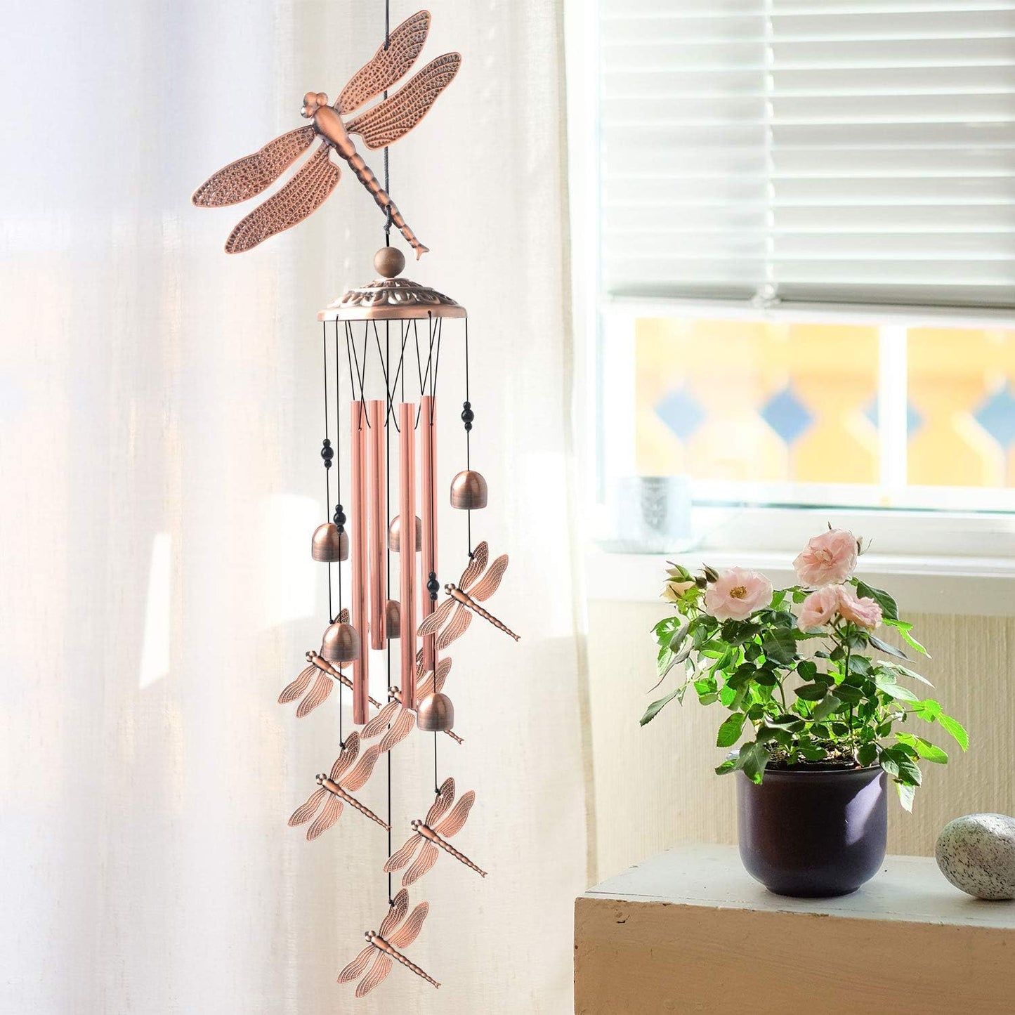 Dragonfly Wind Chimes, Wind Chimes Outdoor, Garden Decor, Garden Gifts, Gifts for Mom,Memorial Wind Chimes Copper Wind Chimes Indoor/Outdoor Waterproof