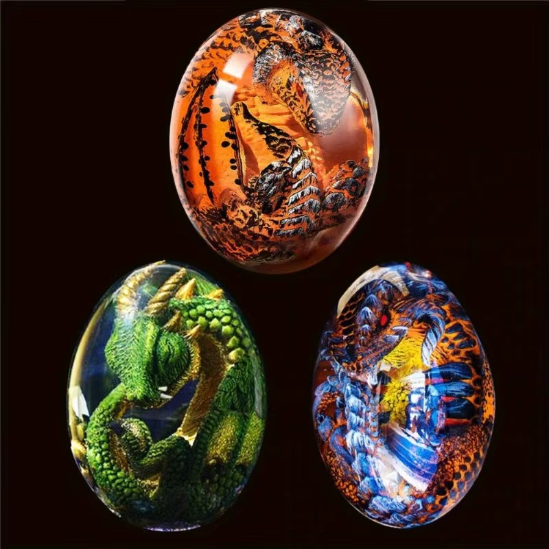 Crystal Transparent Resin Statue Dragon Egg Dinosaur Egg Souvenir Resin Craft Luminous Handmade Dragon Eggs Home Decor Gift